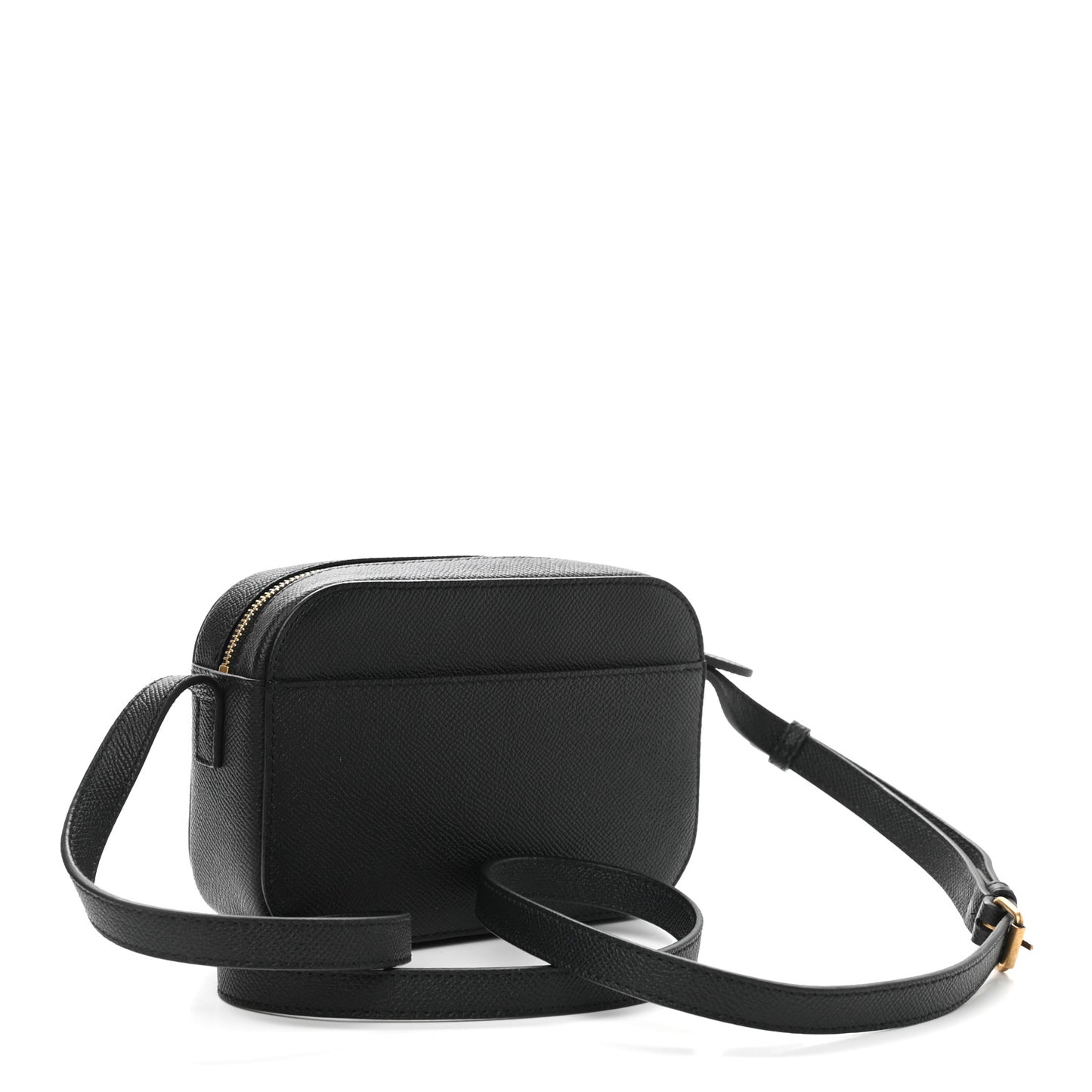 Signature Grained Calfskin Logo XS Ville Camera Bag Black White
