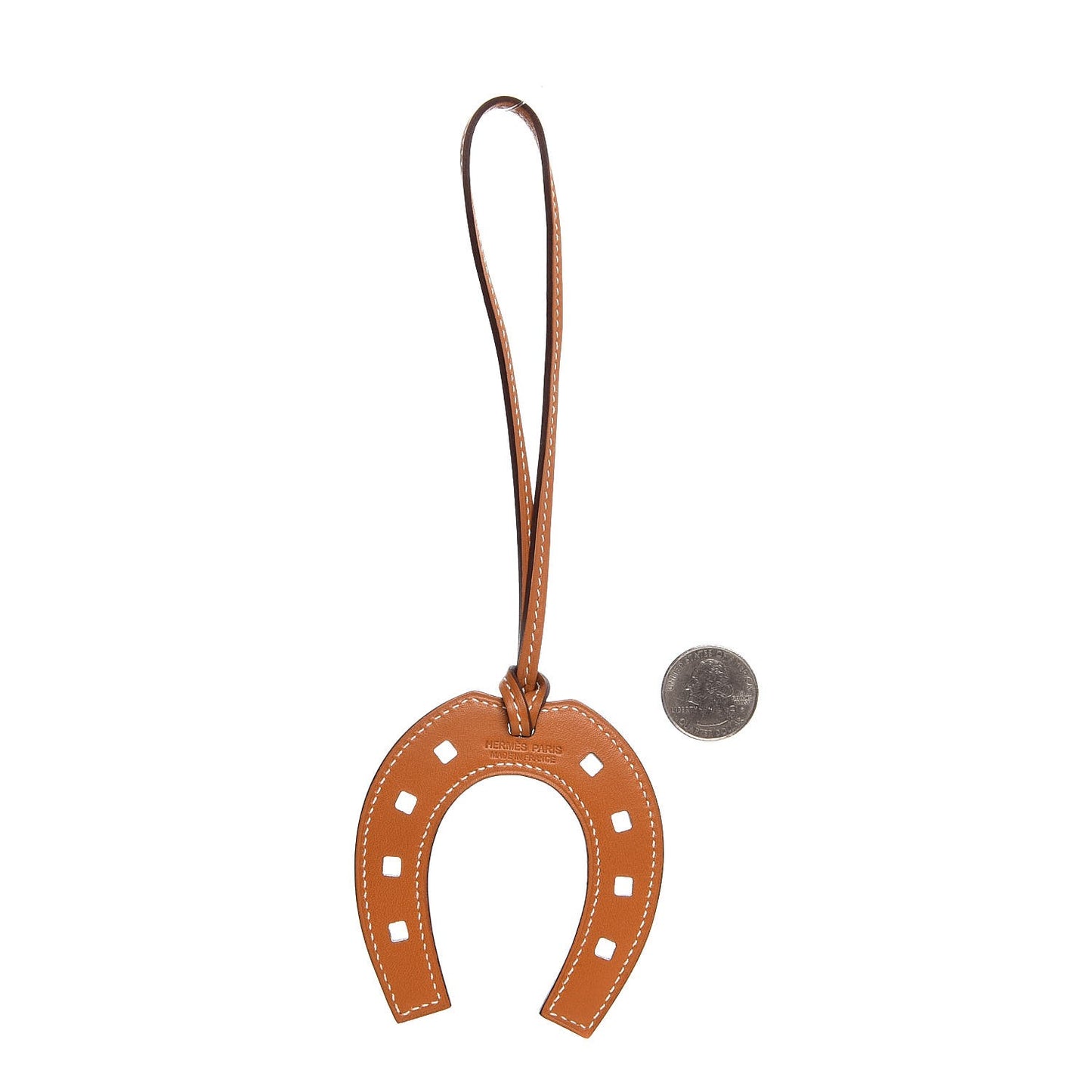 Veau Butler Paddock Horseshoe Bag Charm Natural Sable