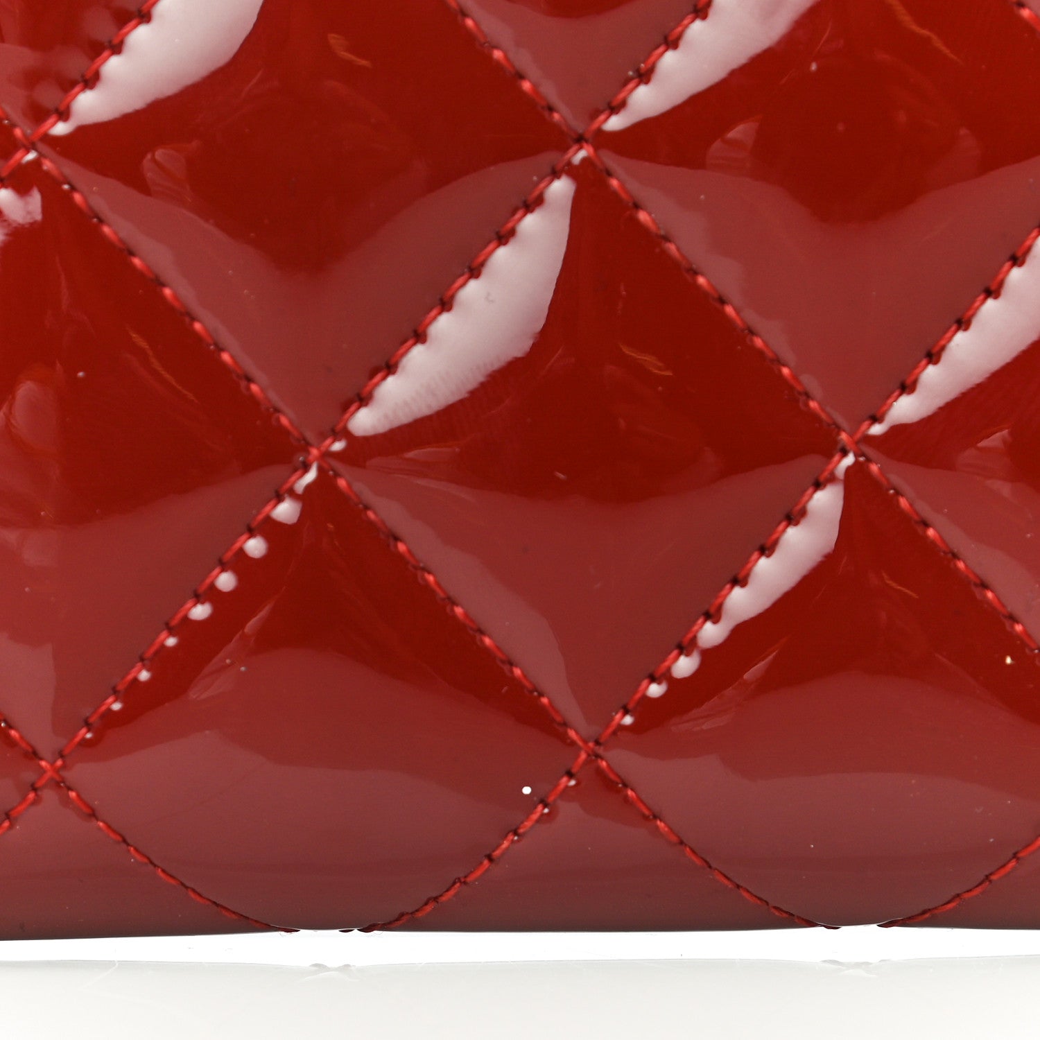 Chanel Patent Quilted Large Gusset Zip Around Wallet Red 13 of 13
