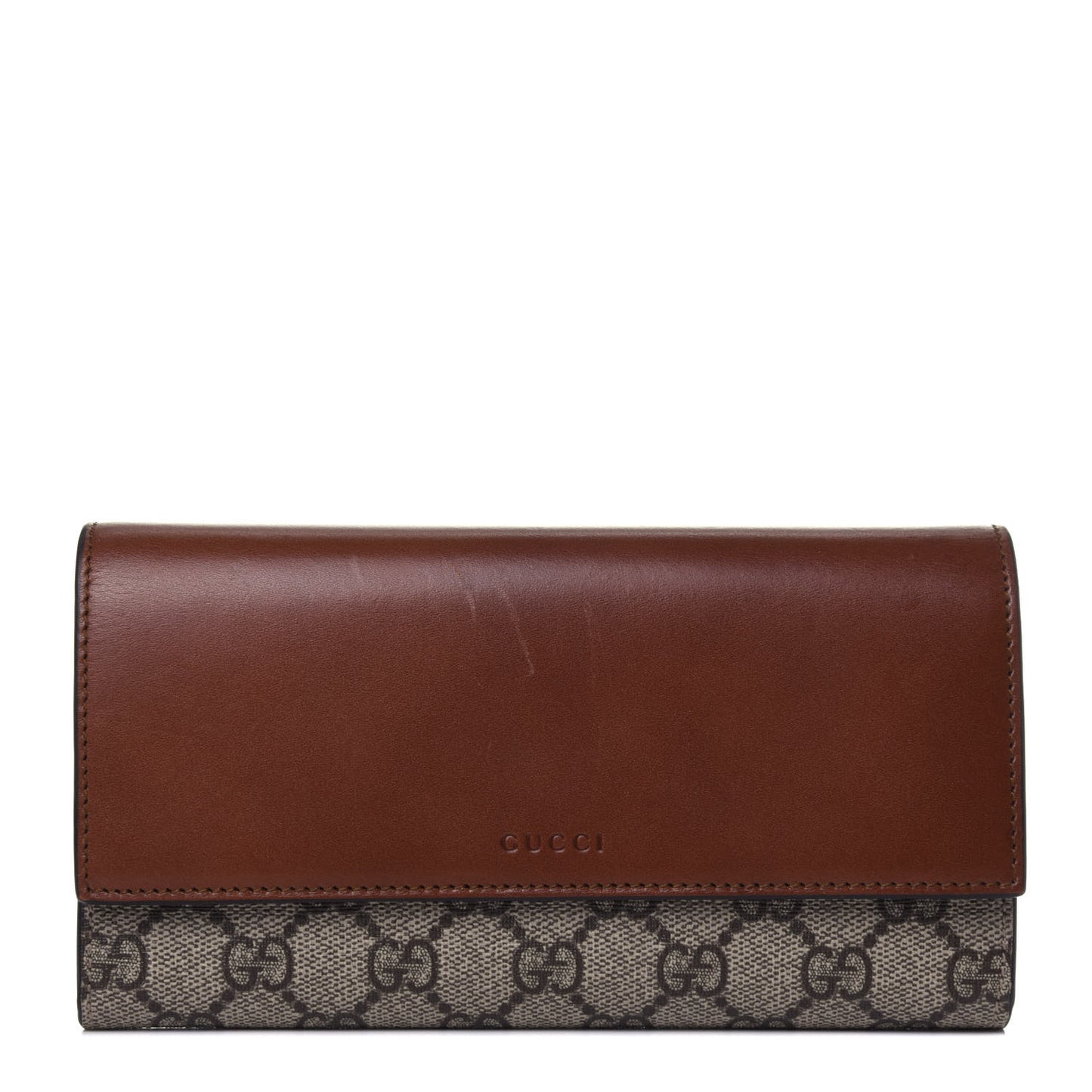 Calfskin GG Supreme Monogram Continental Wallet Brown