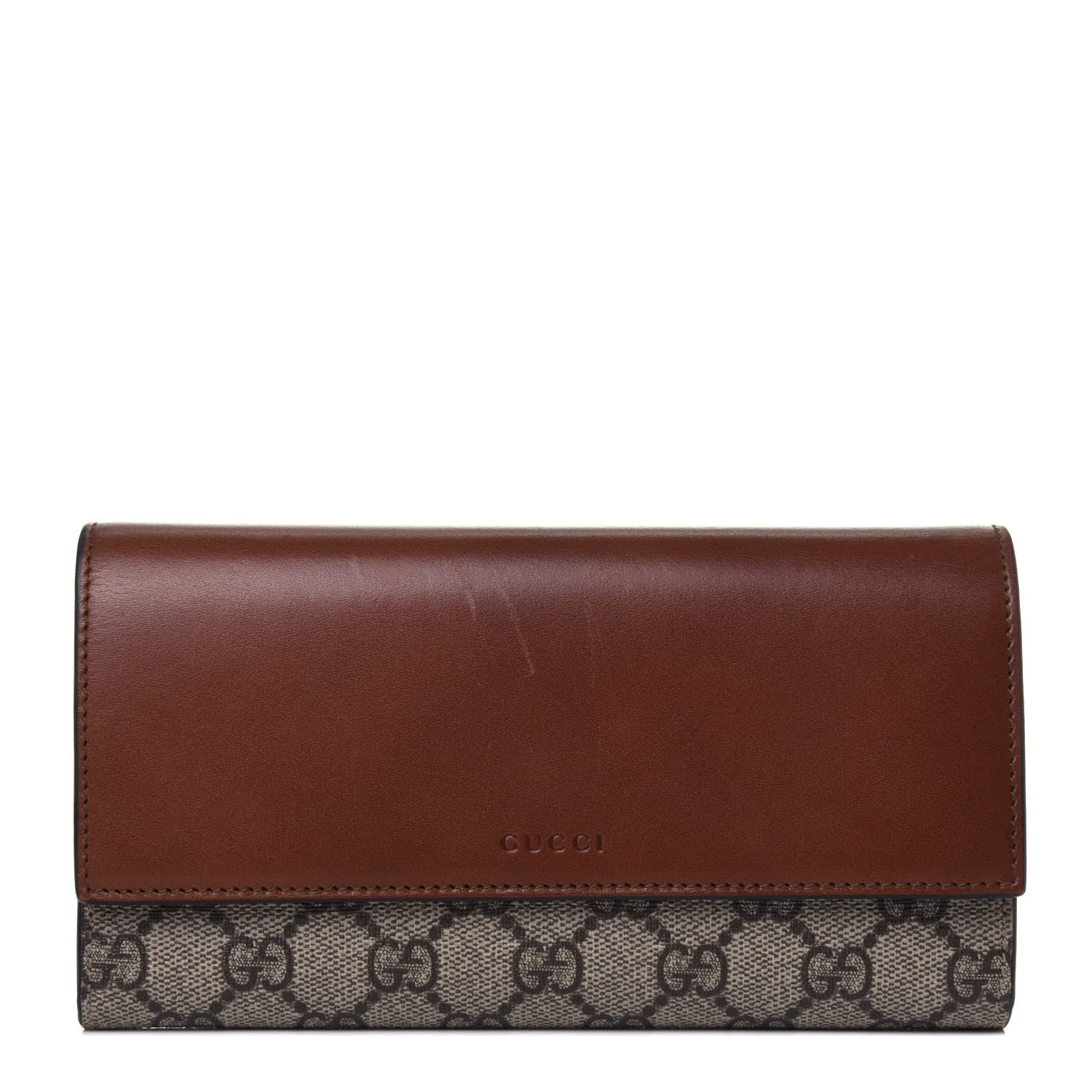 Gucci Calfskin GG Supreme Monogram Continental Wallet Brown 1 of 12