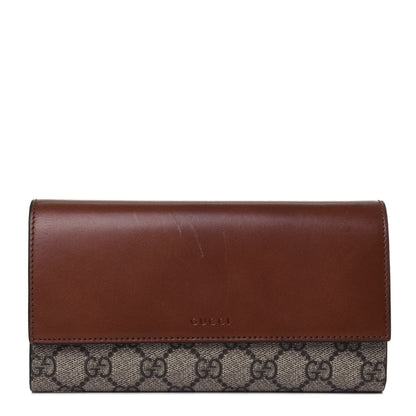 Gucci Calfskin GG Supreme Monogram Continental Wallet Brown 1 of 12