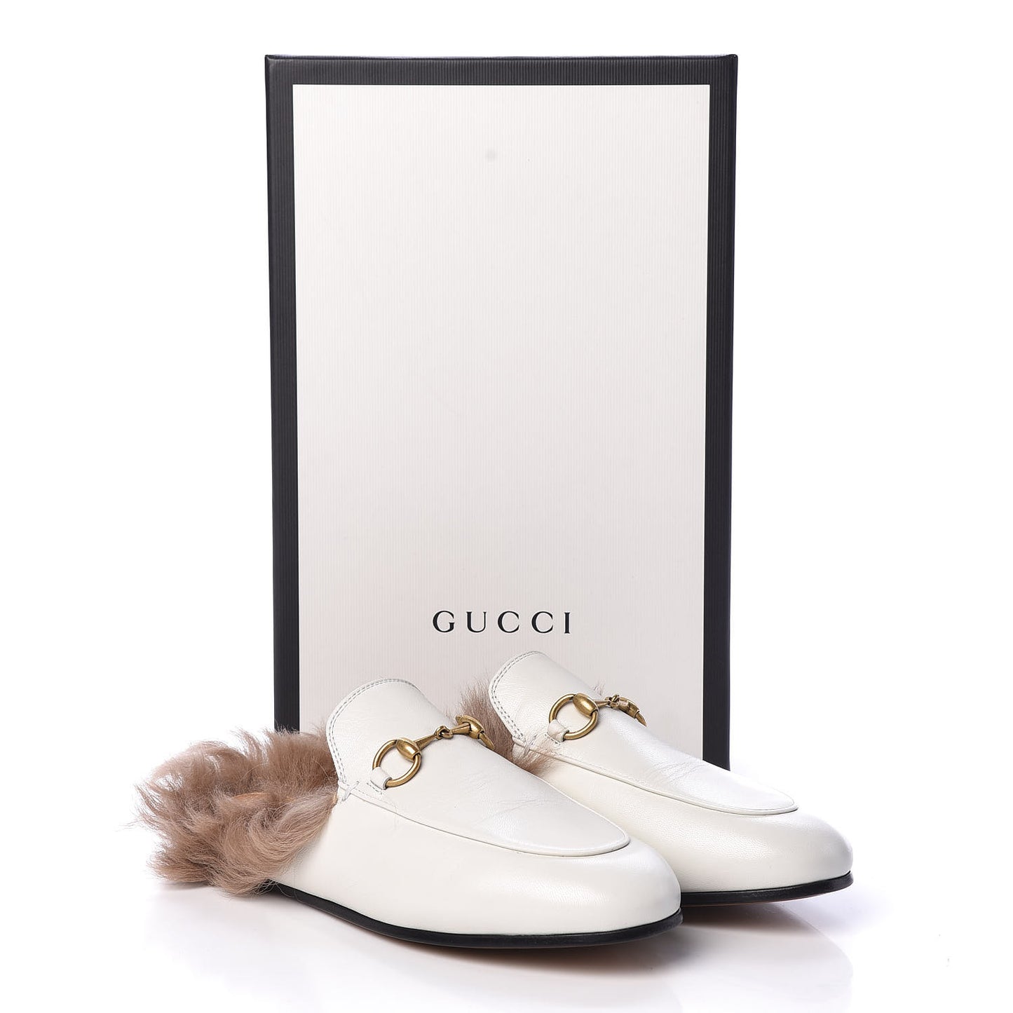 Malaga Kid Fur Womens Princetown Slippers 36 Dusty White Naturale