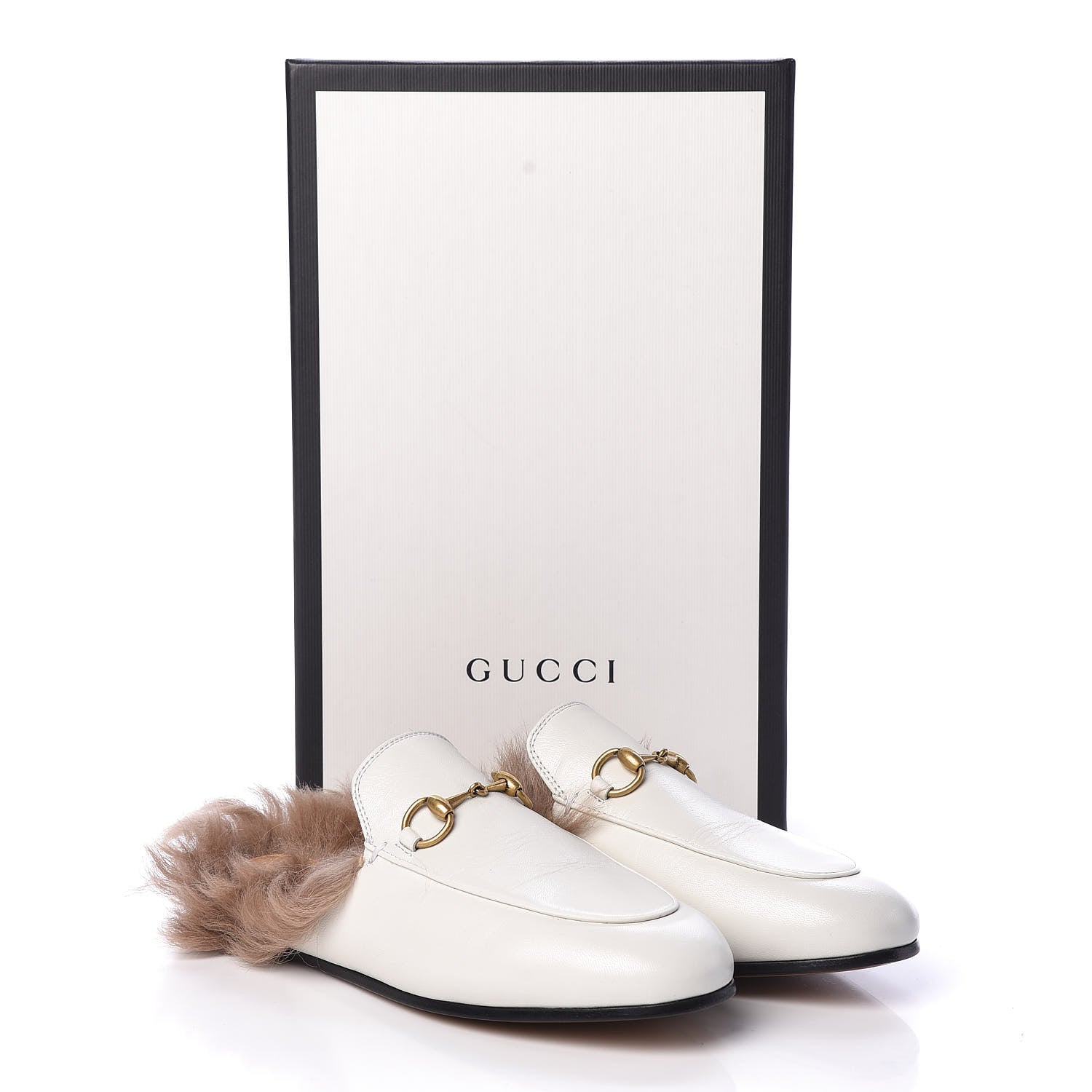 Gucci Malaga Kid Fur Womens Princetown Slippers 36 Dusty White Naturale 8 of 8