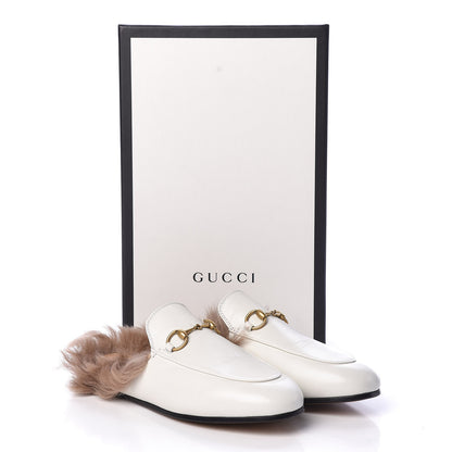 Gucci Malaga Kid Fur Womens Princetown Slippers 36 Dusty White Naturale 8 of 8