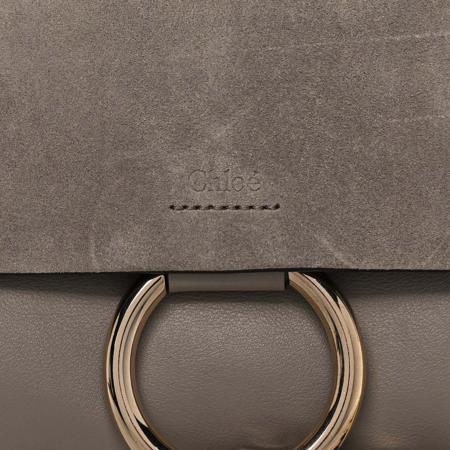 Suede Calfskin Small Faye Shoulder Bag Motty Grey
