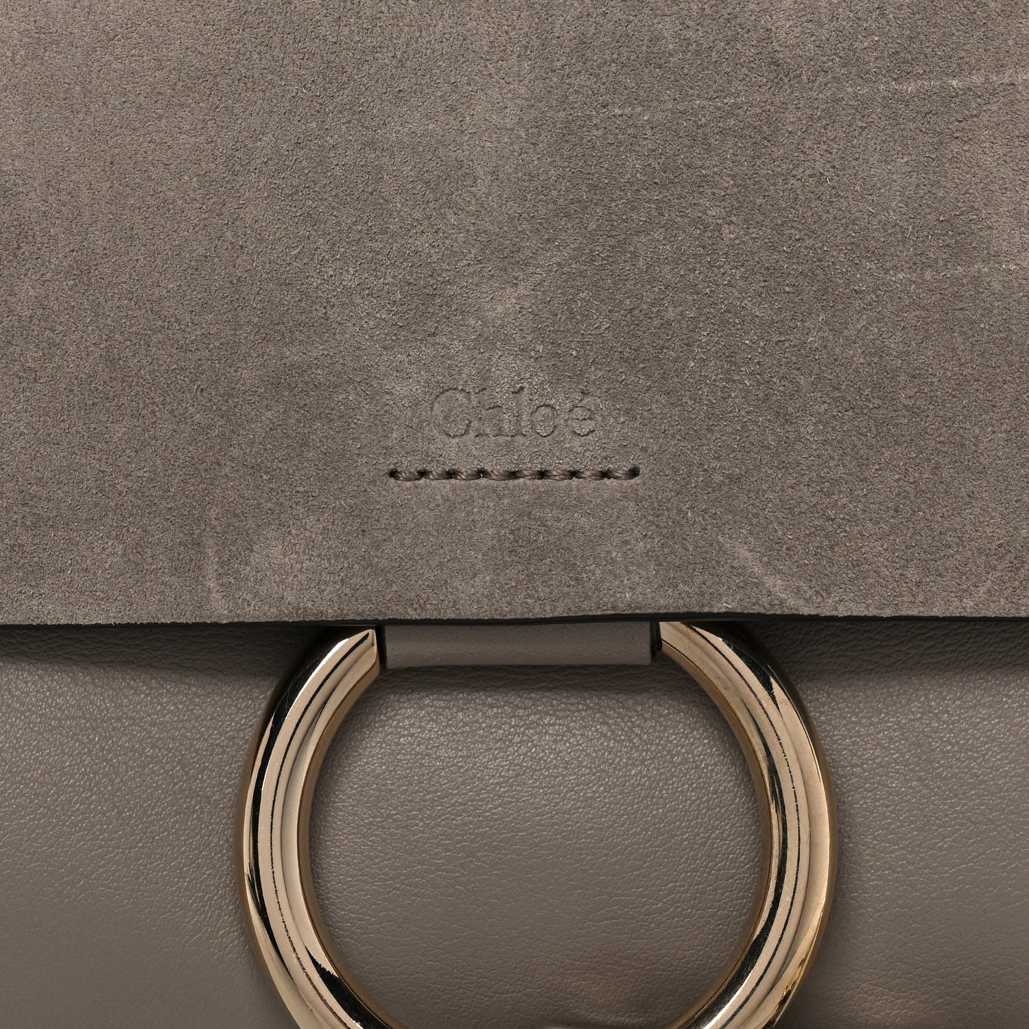 Chloe Suede Calfskin Small Faye Shoulder Bag Motty Grey 7 of 10
