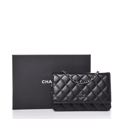 Chanel Lambskin Quilted Wallet On Chain WOC Black 11 of 11