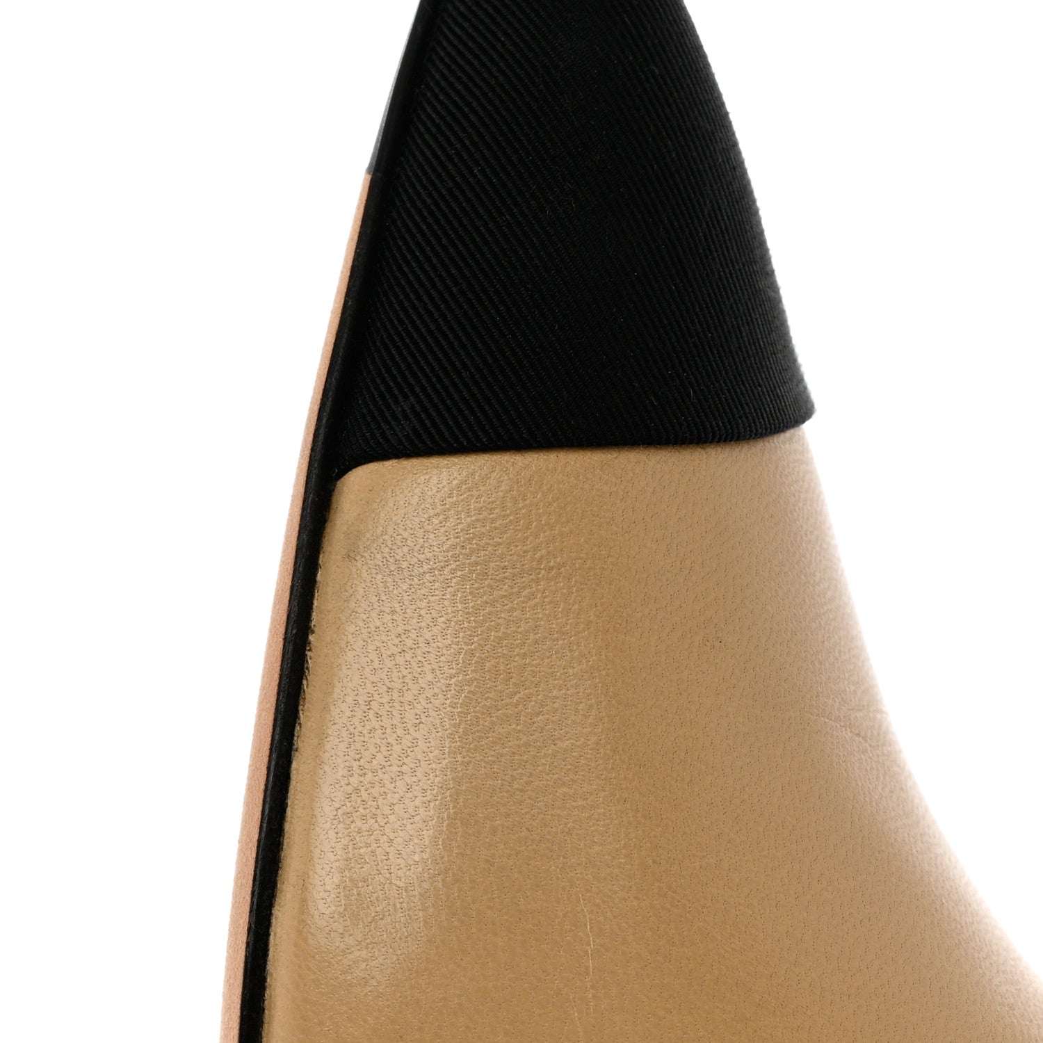 Chanel Goatskin Grosgrain Cap Toe Pearl Mule 36 Beige Black 10 of 13