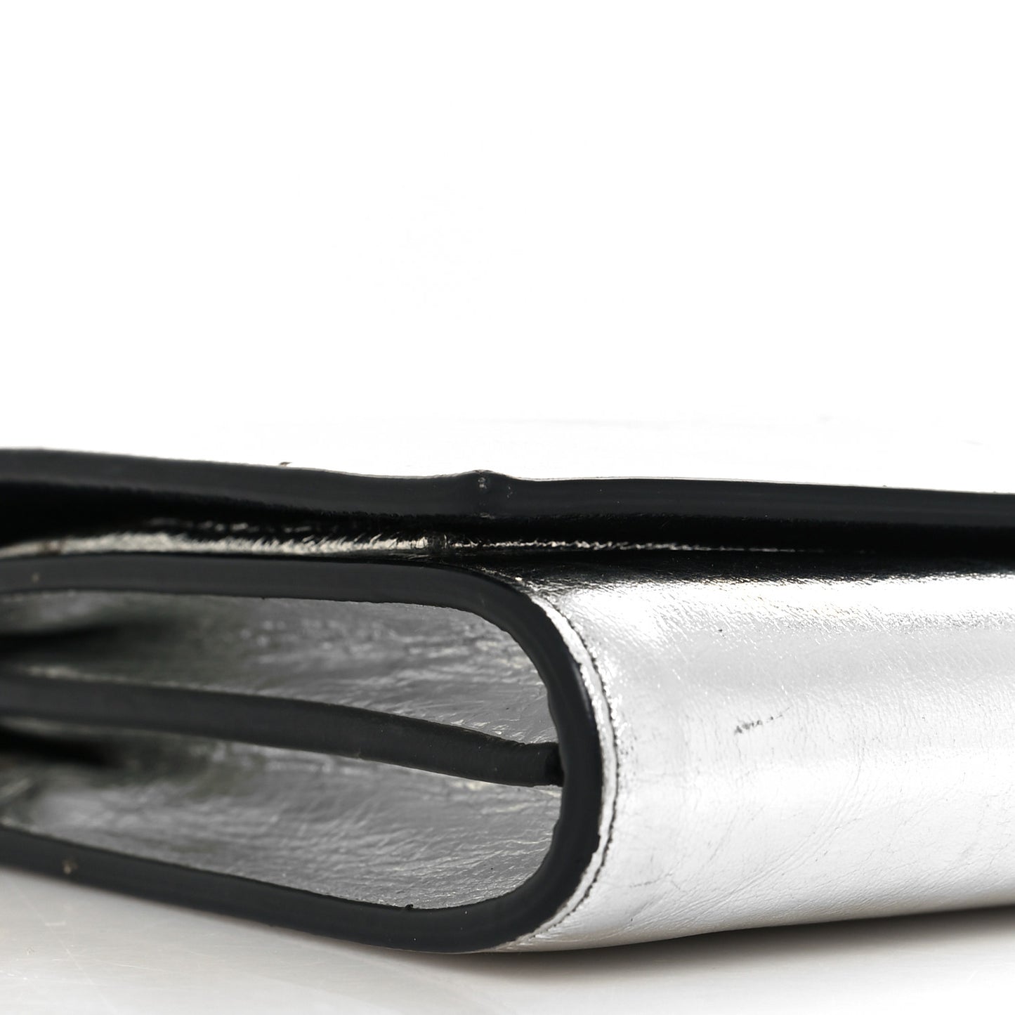 Metallic Crinkled Calfskin Belle de Jour Chain Clutch Silver