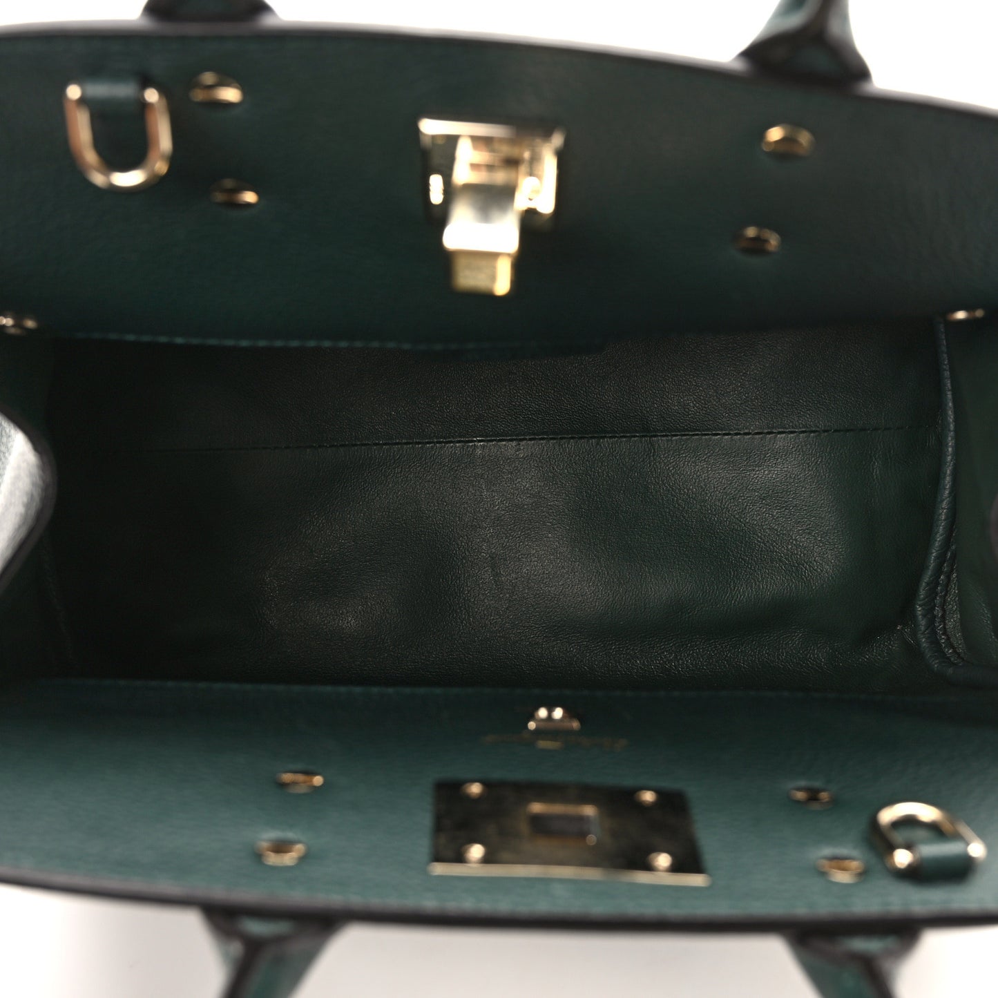 Hammered Calfskin Medium Studio Top Handle Bag Dark Green