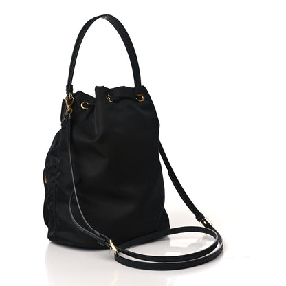 Prada Saffiano Tessuto Nylon Mini Bucket Crossbody Bag Black 3 of 8
