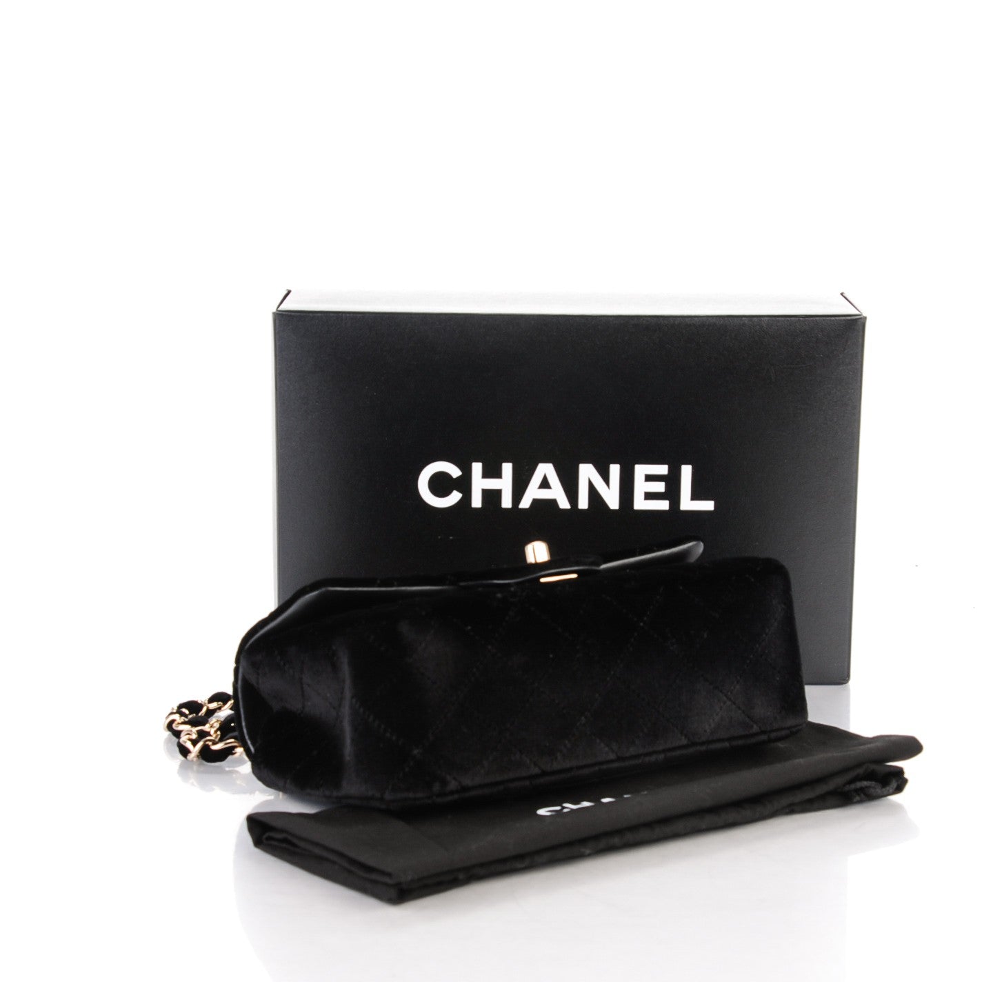 Velvet Quilted Mini Rectangular Flap Black