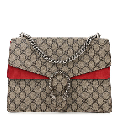 Gucci GG Supreme Monogram Suede Cudu Medium Dionysus Shoulder Bag Beige Ebony Vulcanic Red 1 of 10