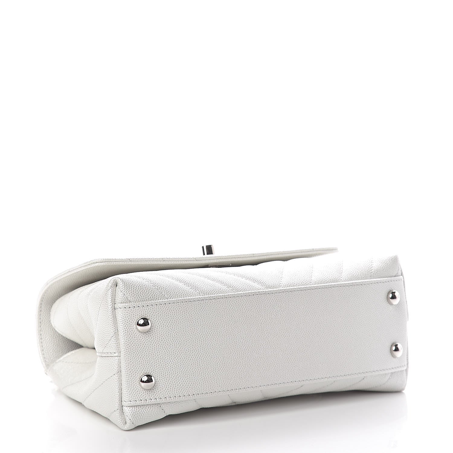 Chanel Iridescent Caviar Chevron Quilted Mini Coco Handle Flap White 4 of 11