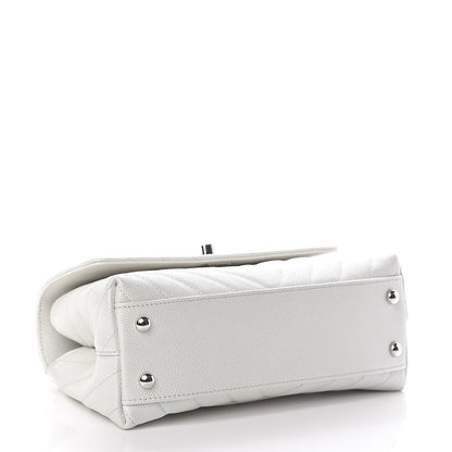 Chanel Iridescent Caviar Chevron Quilted Mini Coco Handle Flap White 4 of 11
