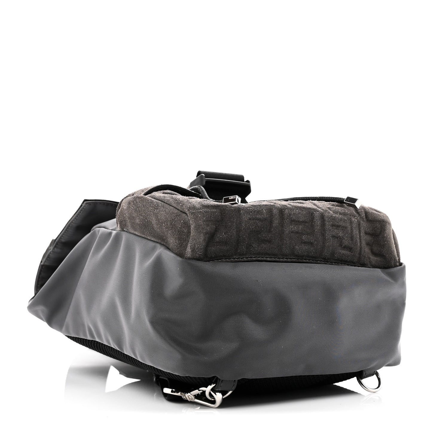 Suede Nylon Santander Cuoio Romano Bi-Color FF Embossed Small Fendiness Backpack Piombo Fango Grigio Polvere Asphalto