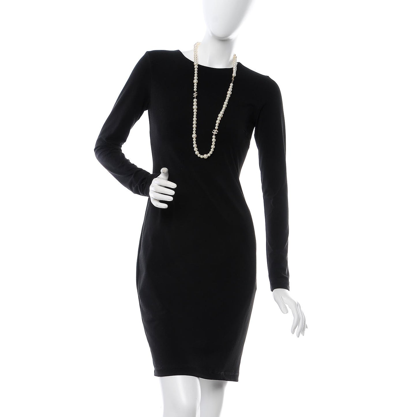 Graduated Pearl Long CC Necklace Gold