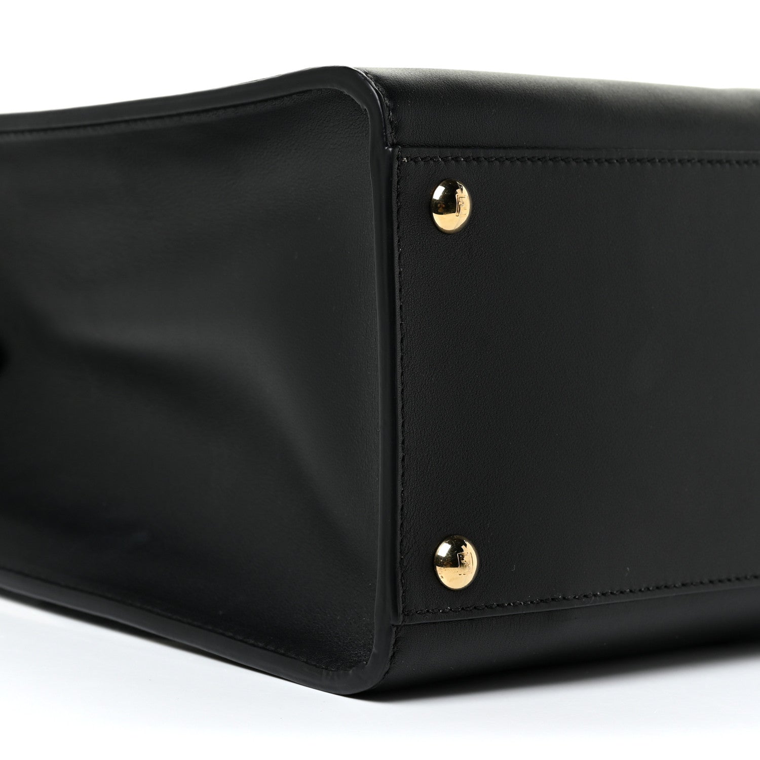 Fendi Vitello Seta Glazed Fabric FF 1974 Medium Peekaboo X-Lite Black Mogano Panna 10 of 13