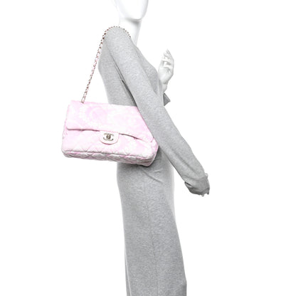 Chanel Printed Denim Quilted Medium Single Flap Bag Pink White 2 of 11