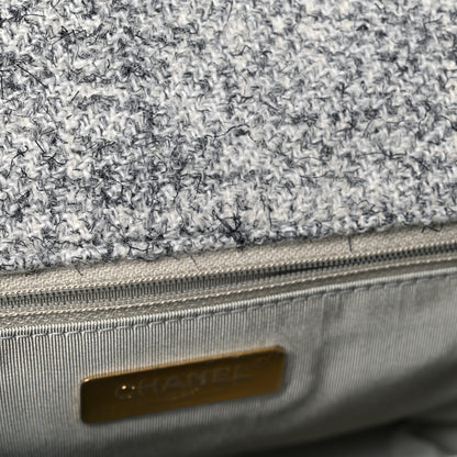 Chanel Tweed Quilted Medium Chanel 19 Flap Grey Ecru 10 of 11