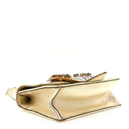 Miu Miu Raffia Madras Crystal Embellished Lady Shoulder Bag Naturale Pirite 4 of 9