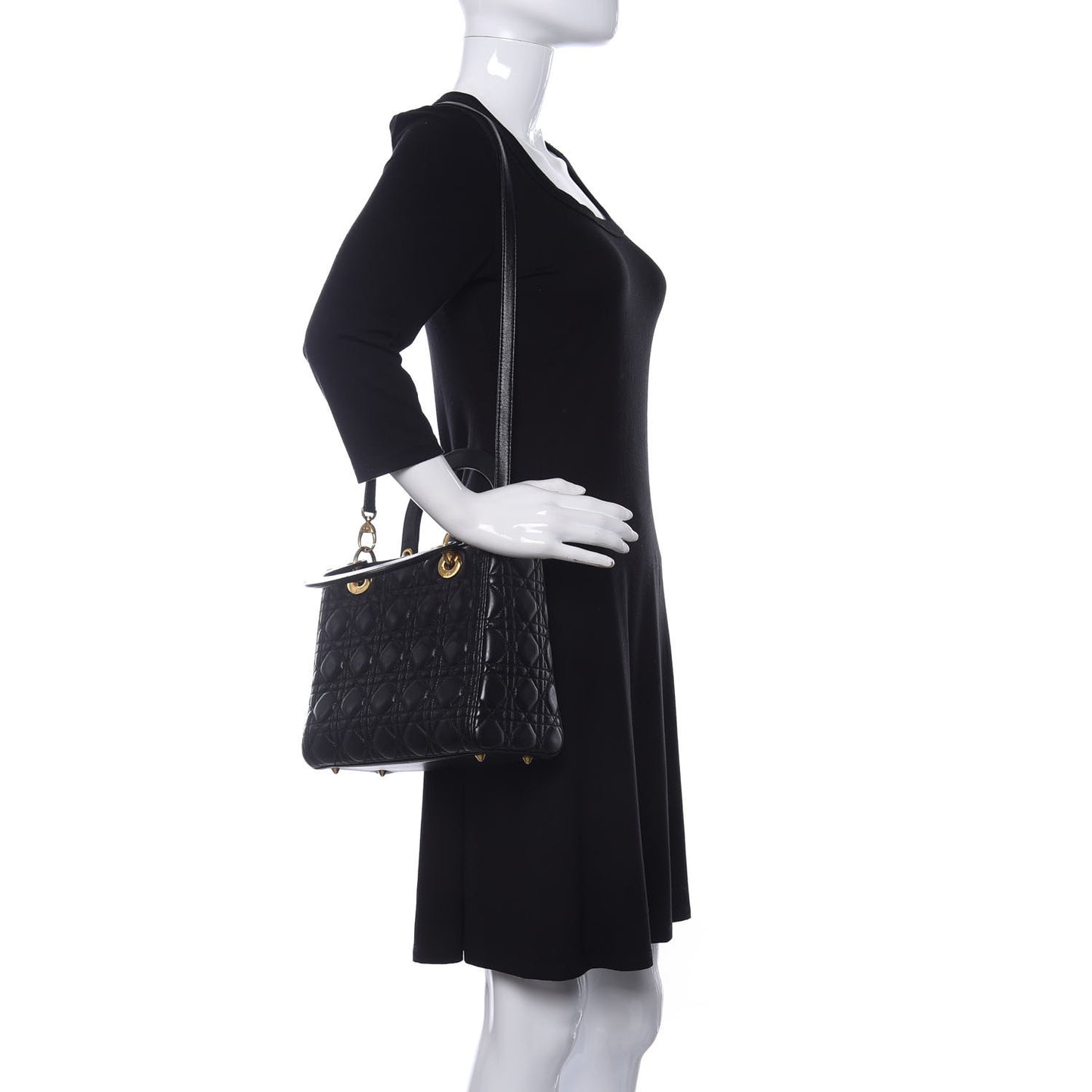 Lambskin Cannage Medium Lady Dior Black