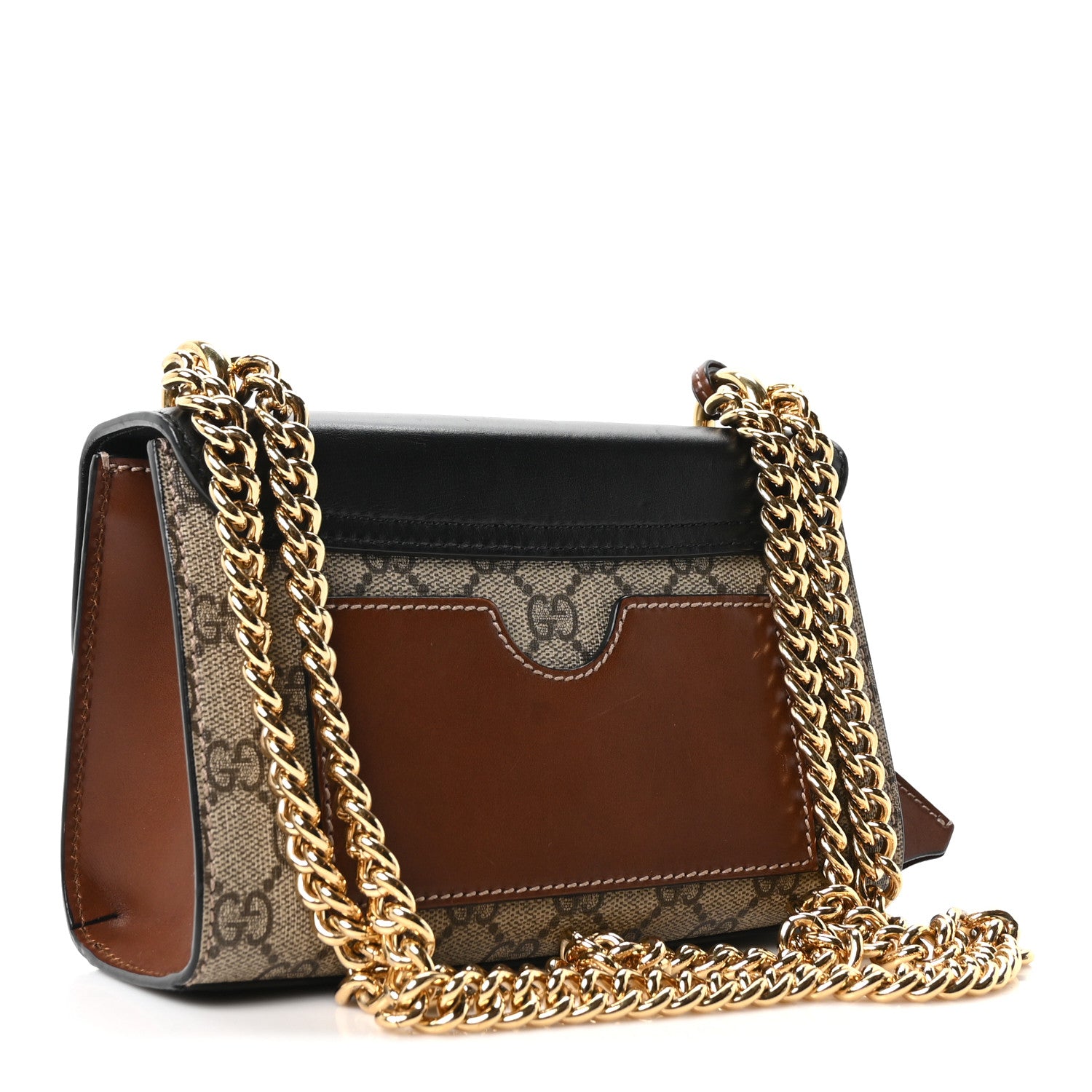 Gucci GG Supreme Monogram Calfskin Small Padlock Shoulder Bag Beige Black Cuir 3 of 10