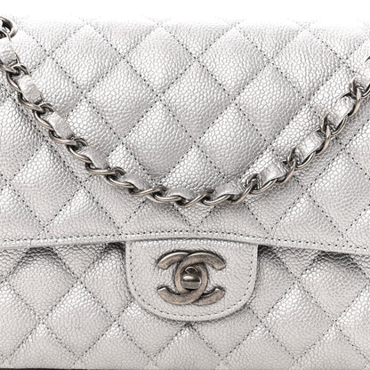 Chanel Metallic Caviar Quilted Medium Double Flap Silver 8 of 10