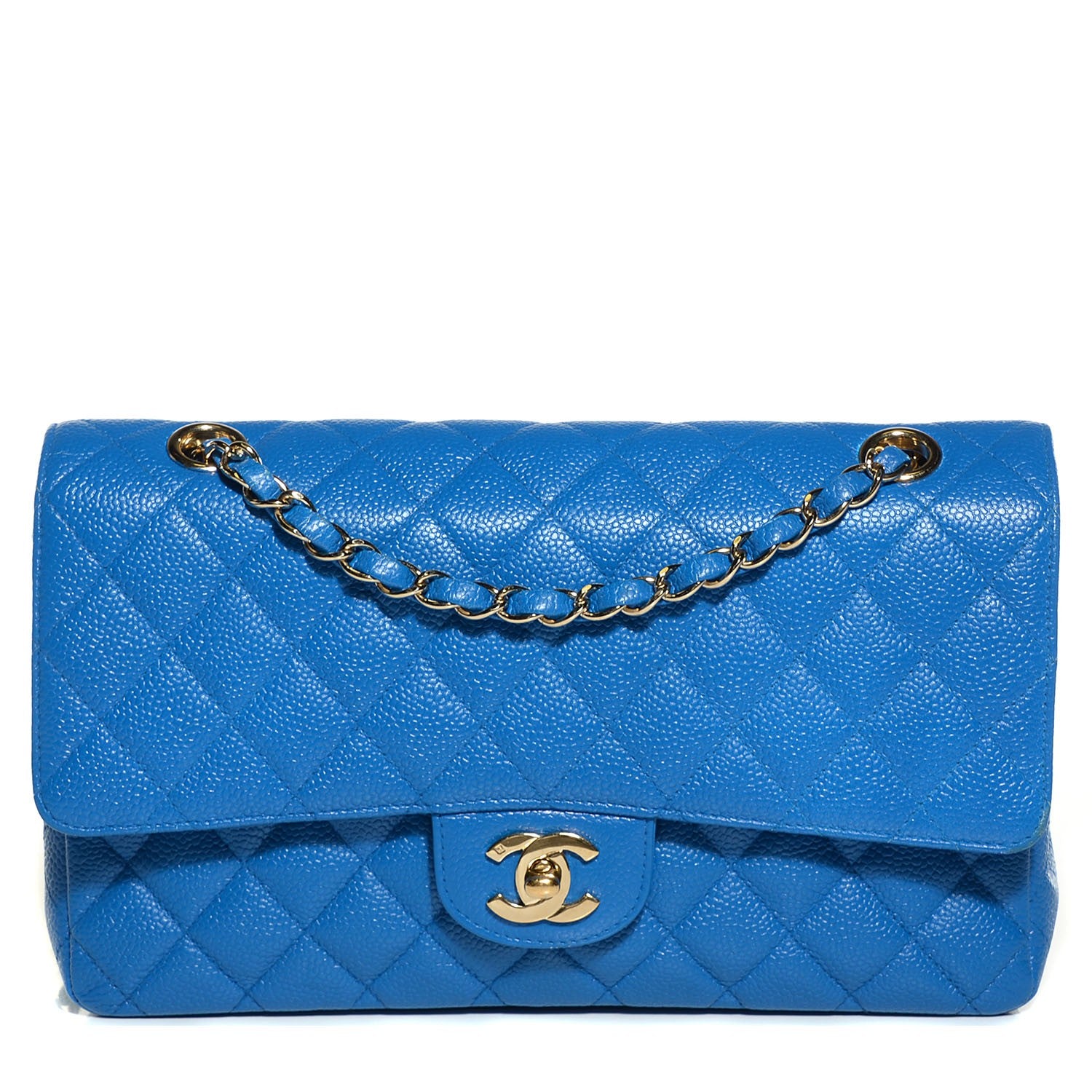 Chanel Caviar Quilted Medium Double Flap Blue 1 of 8