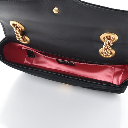 Gucci Velvet Matelasse Mini GG Marmont Shoulder Bag Black 5 of 7