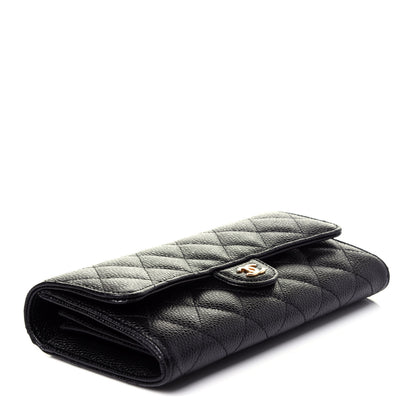 Chanel Caviar Quilted Large Gusset Flap Wallet Black 4 of 10