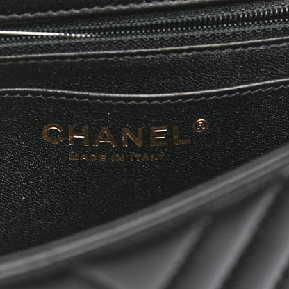 Chanel Lambskin Chevron Quilted Mini Square Flap Black 6 of 11