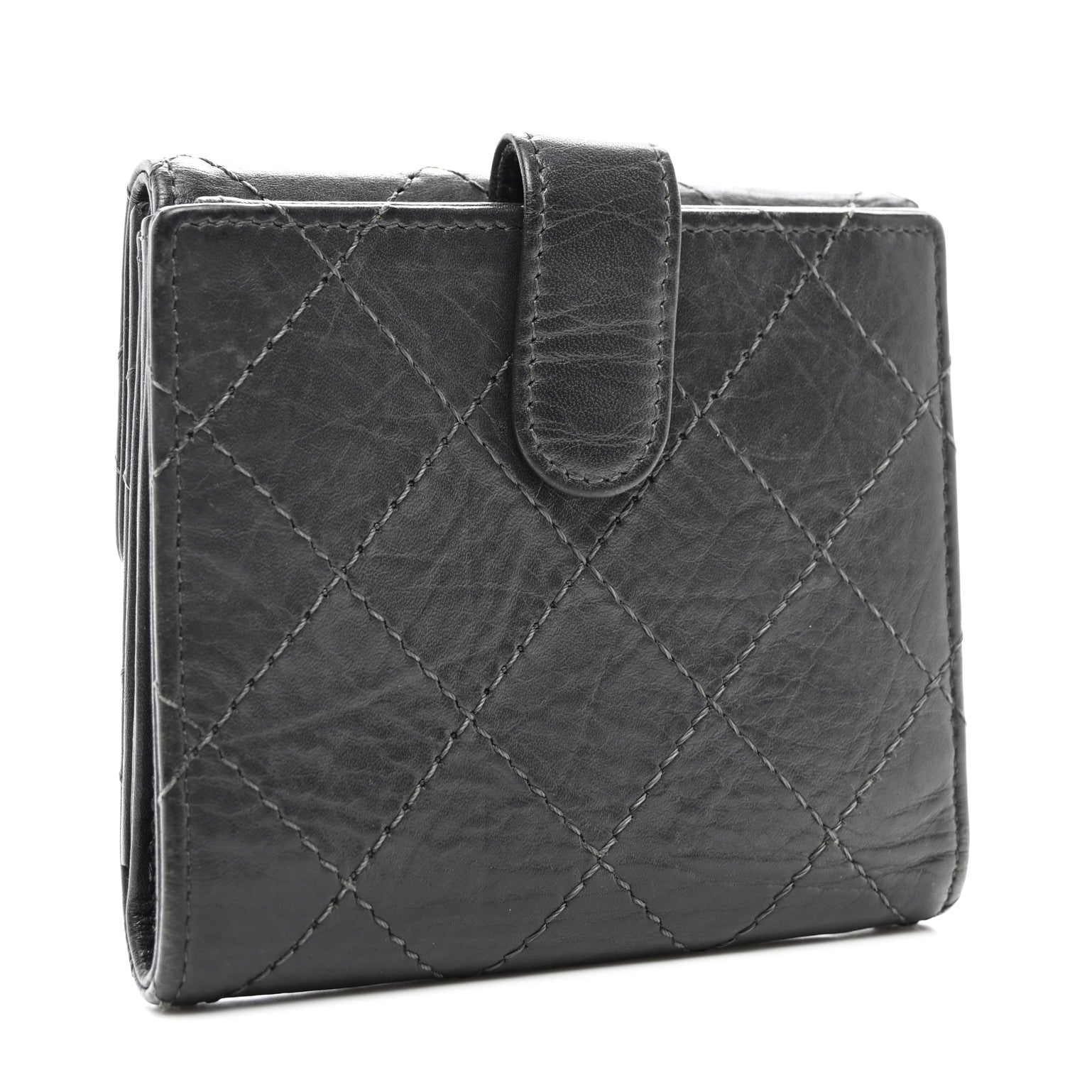 Chanel Aged Lambskin Quilted Reissue French Wallet Black 3 of 9