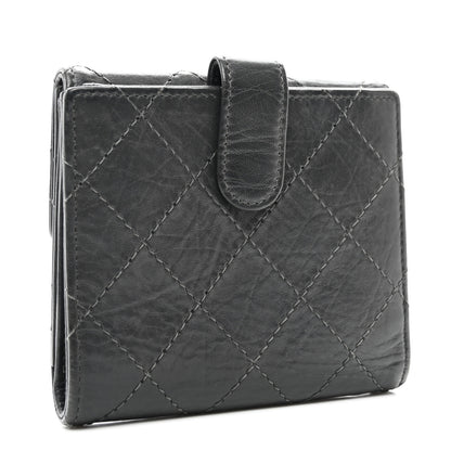 Chanel Aged Lambskin Quilted Reissue French Wallet Black 3 of 9