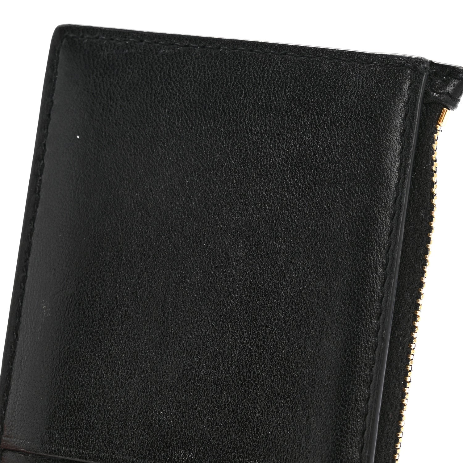 Saint Laurent Calfskin Matelasse Chevron Monogram Fragments Zippered Card Case Black 9 of 11