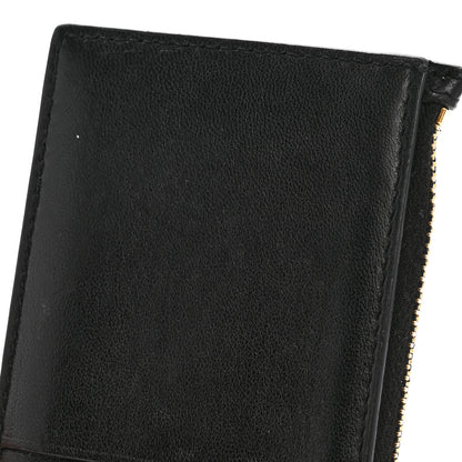 Saint Laurent Calfskin Matelasse Chevron Monogram Fragments Zippered Card Case Black 9 of 11