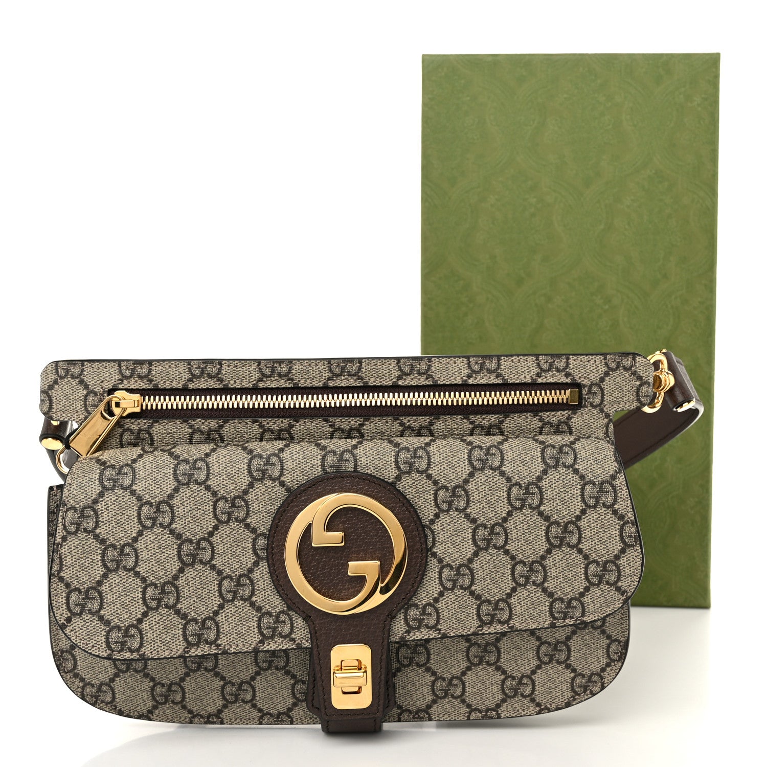 Gucci GG Supreme Monogram Textured Dollar Calfskin Blondie Belt Bag Beige Ebony New Acero 11 of 11