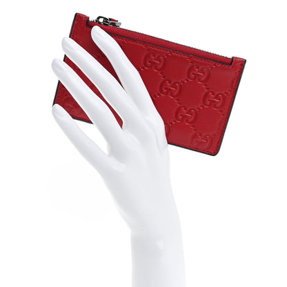 Gucci Guccissima Signature Coin Case Card Holder Hibiscus Red 2 of 8