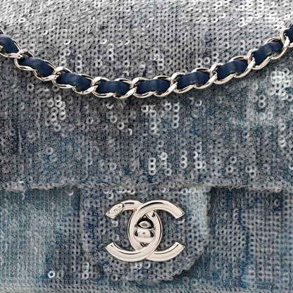 Chanel Sequin Mini Waterfall Flap Light Blue 8 of 15