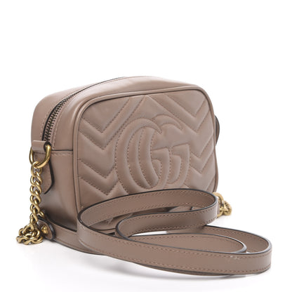 Gucci Calfskin Matelasse Mini GG Marmont Chain Shoulder Bag Porcelain Rose 3 of 12