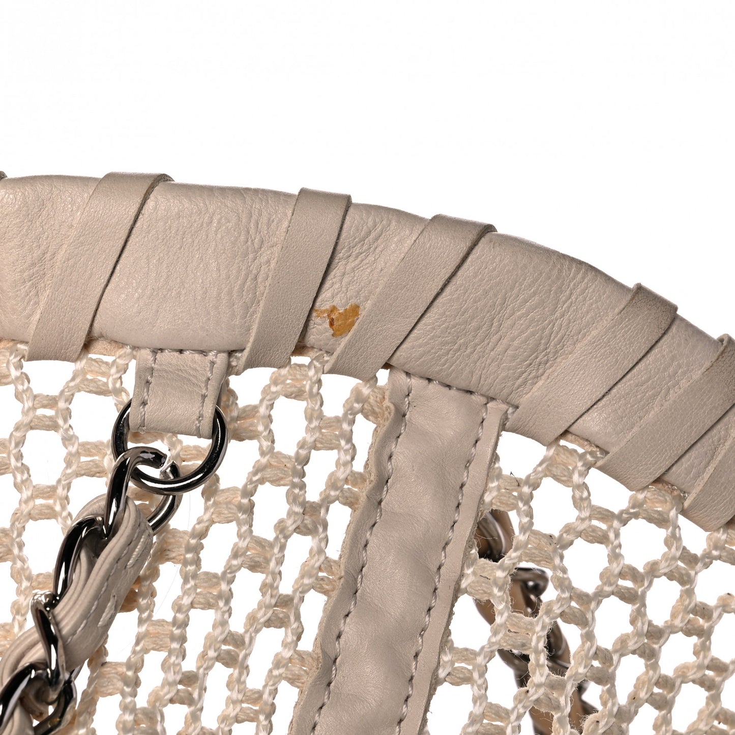 Calfskin Fringe Large La Madrague Tote Dark White