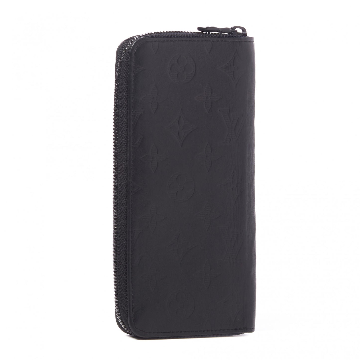 Calfskin Monogram Shadow Vertical Zippy Wallet Black