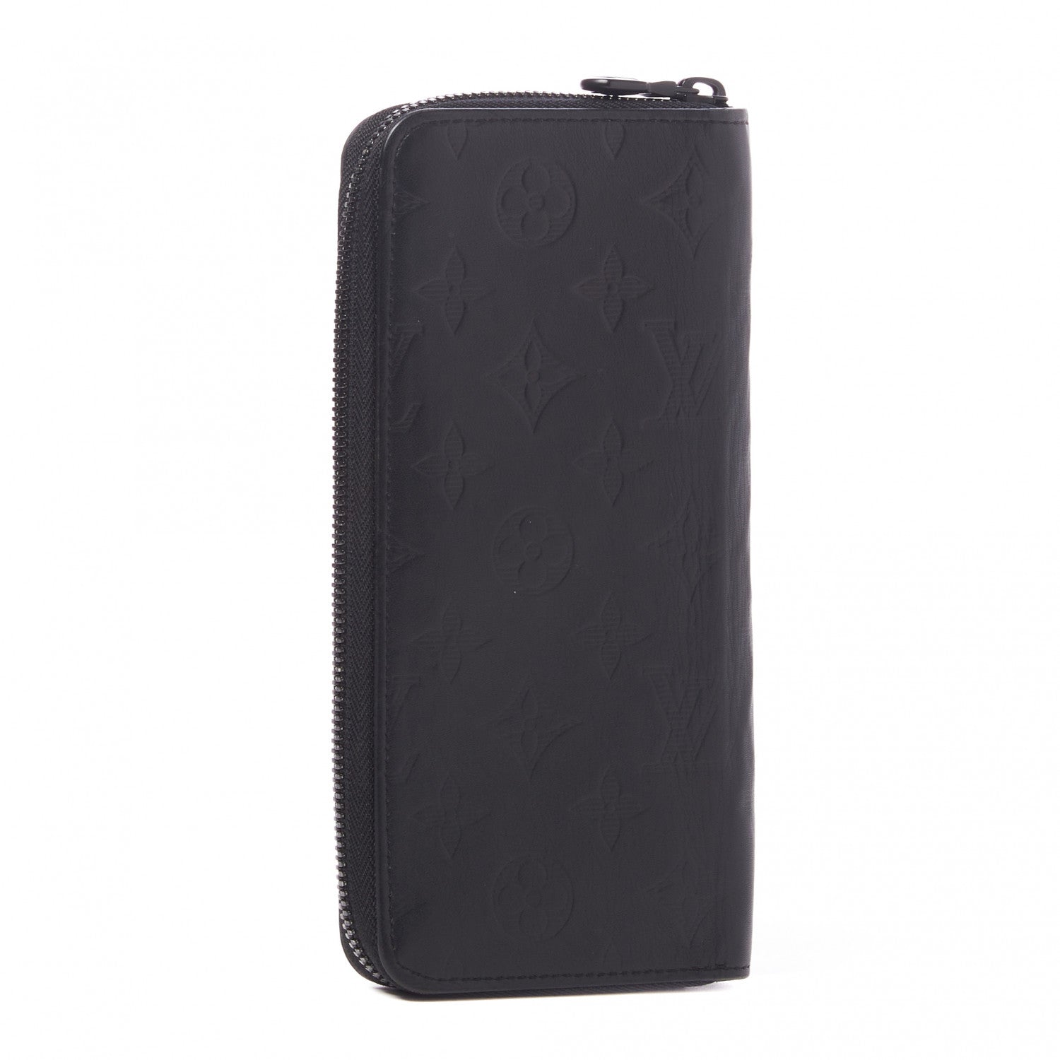Louis Vuitton Calfskin Monogram Shadow Vertical Zippy Wallet Black 2 of 8