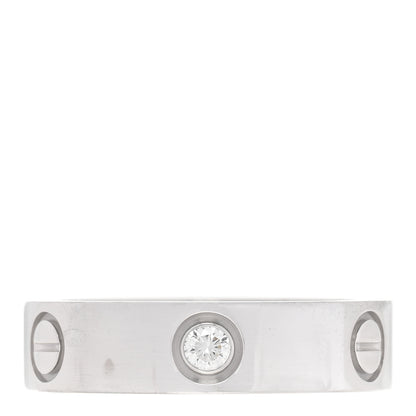 Cartier 18K White Gold 3 Diamond 5.5mm LOVE Ring 58 8.25 1 of 5