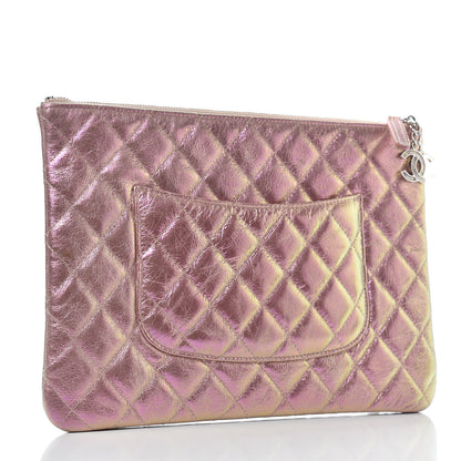 Chanel Iridescent Crumpled Calfskin Medium Cosmetic Case Pink 3 of 7