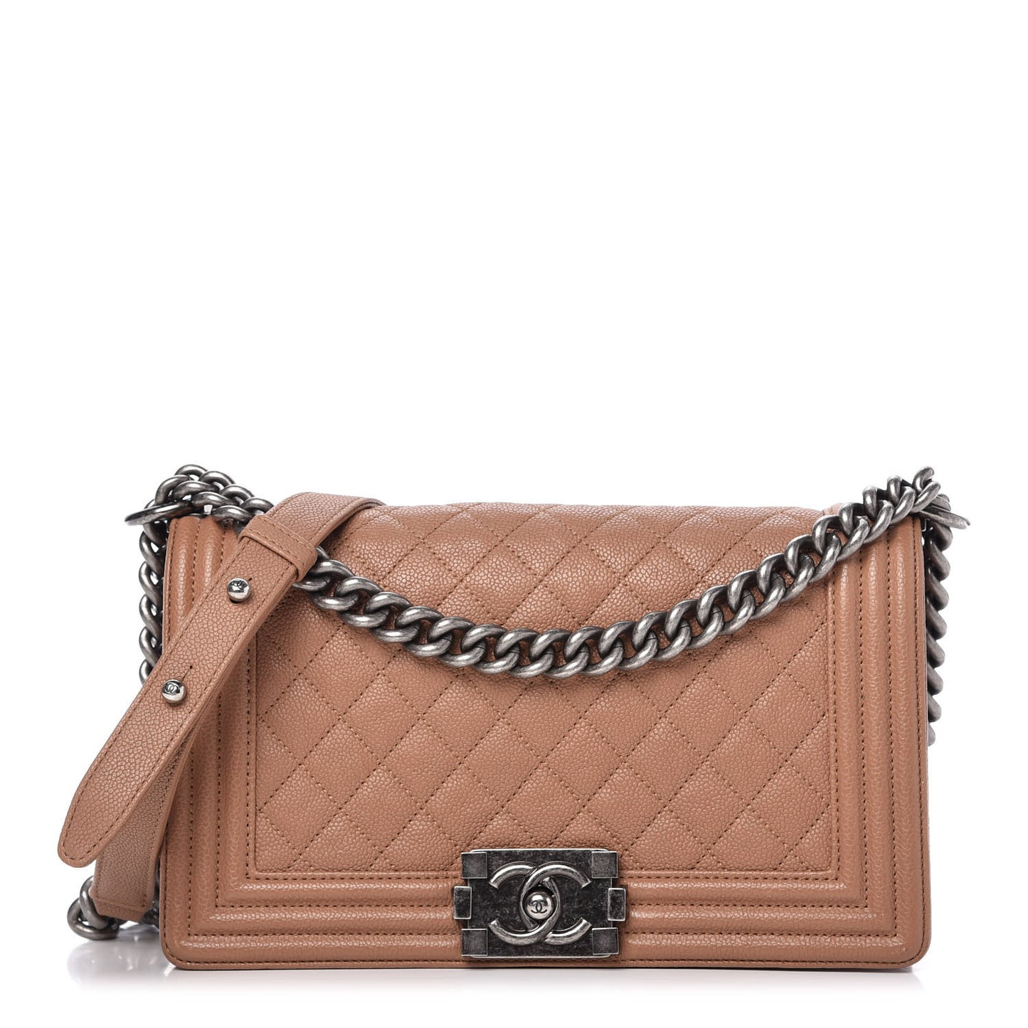 Caviar Quilted Medium Boy Flap Camel