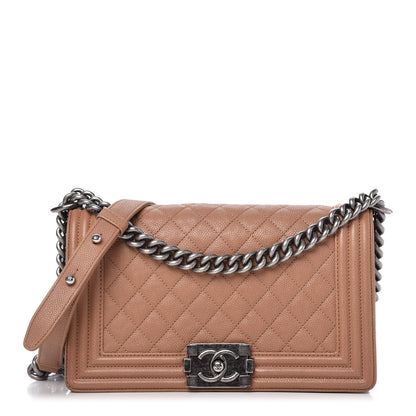 Chanel Caviar Quilted Medium Boy Flap Camel 1 of 9