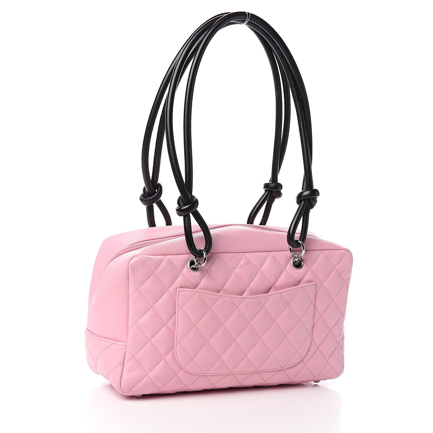 Chanel Calfskin Quilted Large Cambon Bowler Pink Black 3 of 15