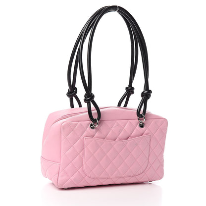 Chanel Calfskin Quilted Large Cambon Bowler Pink Black 3 of 15